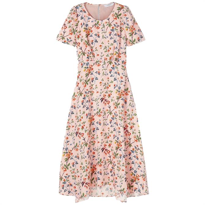 L.K. Bennett Boyd Pink Silk Apple Blossom Print Dress